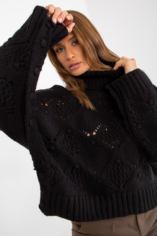 Schwarzer Durchbrochener megztinis su...