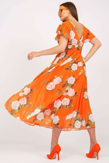 Oranžinė klostuota Midi...
