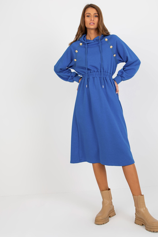 Dunkelblaues Sweatshirtkleid aus... Dunkelblaues Sweatshirtkleid aus...