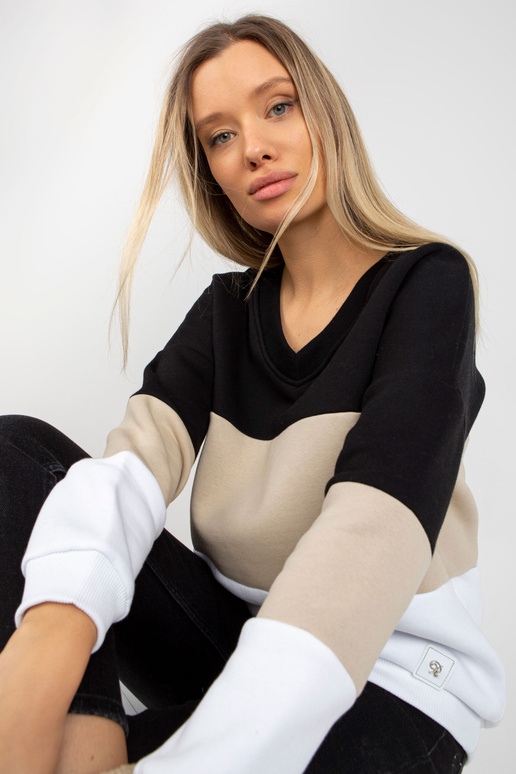 Juodos ir smėlio spalvos megztinis V...