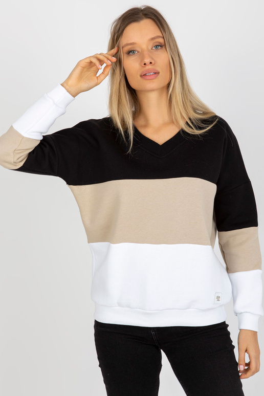 Juodos ir smėlio spalvos megztinis V...