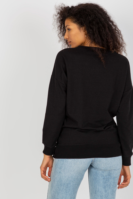 Juodas laisvas megztinis moterims be...