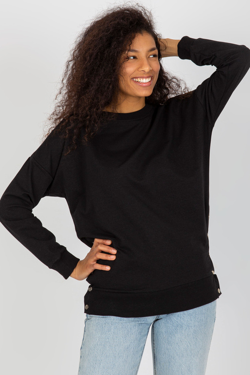 Juodas laisvas megztinis moterims be...