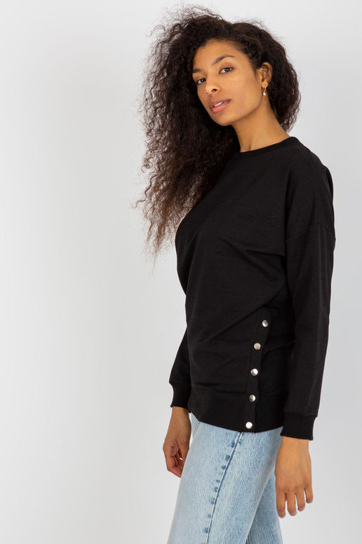 Juodas laisvas megztinis moterims be...