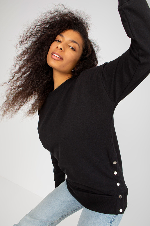 Juodas laisvas megztinis moterims be...