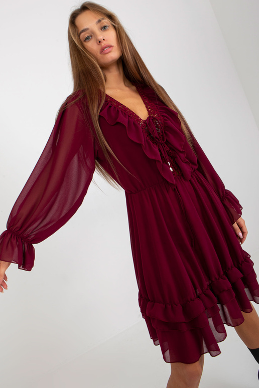 Bordo spalvos boho suknelė su... Bordo spalvos boho suknelė su...