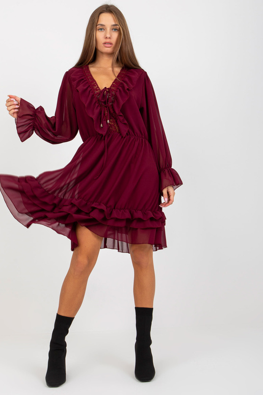 Bordo spalvos boho suknelė su... Bordo spalvos boho suknelė su...