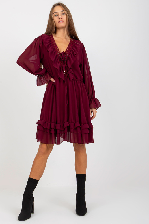 Bordo spalvos boho suknelė su... Bordo spalvos boho suknelė su...