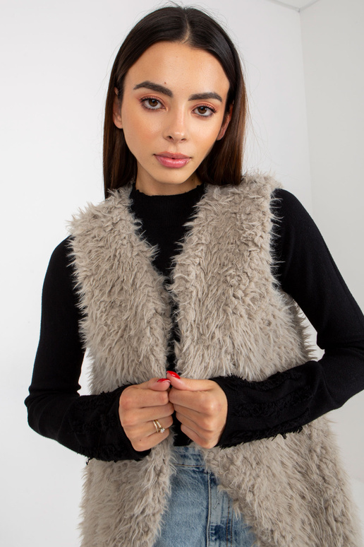 Hallie šviesiai pilka kailio liemenė