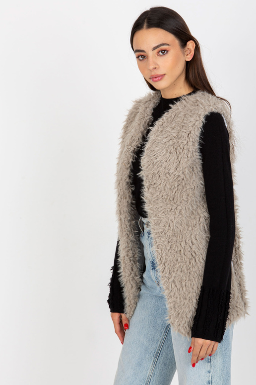 Hallie šviesiai pilka kailio liemenė