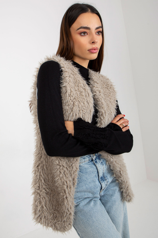 Hallie šviesiai pilka kailio liemenė