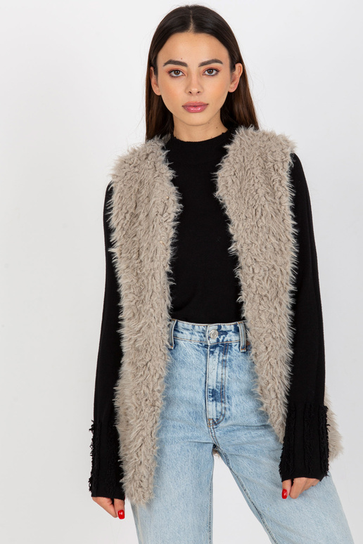 Hallie šviesiai pilka kailio liemenė