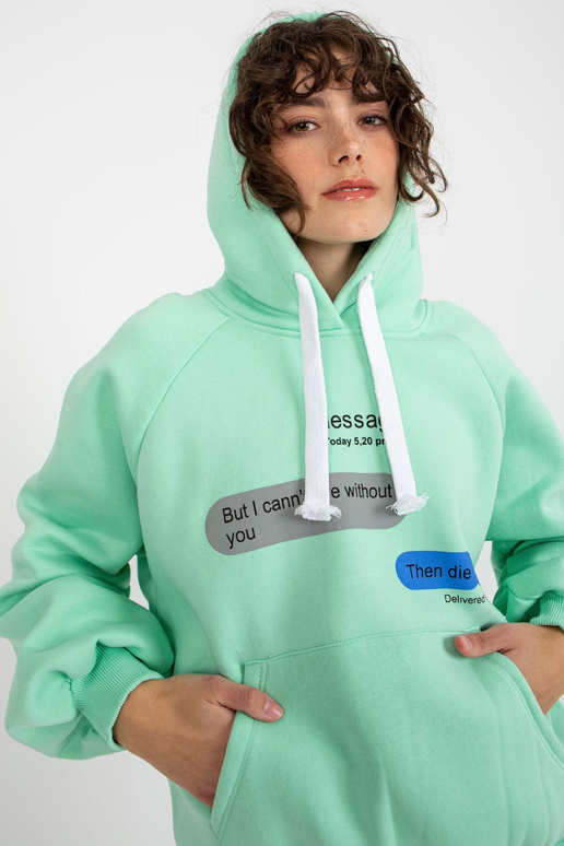 Mėtų megztiniai su dideliu kengūros...