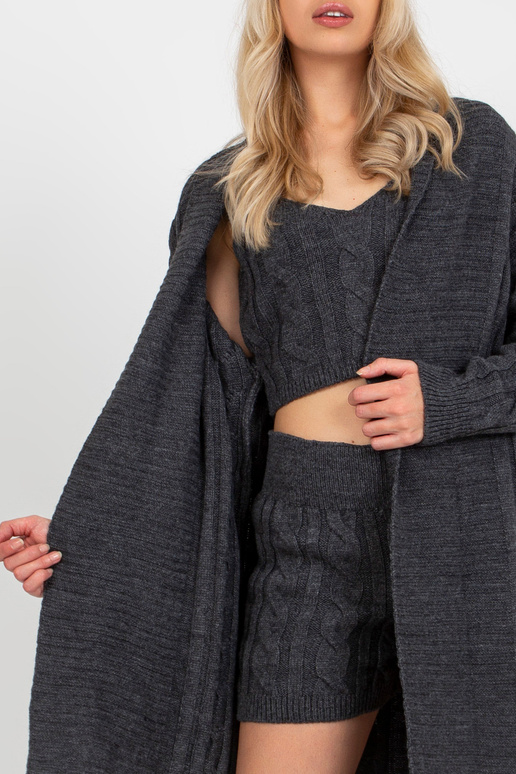 Tamsiai pilkas trijų dalių megztas...