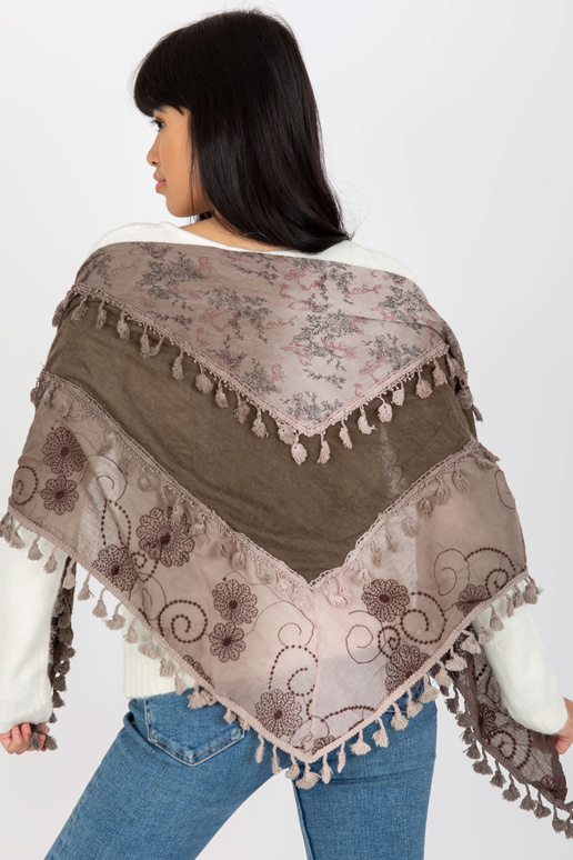 Braun-beiger Schal mit Fransenmuster