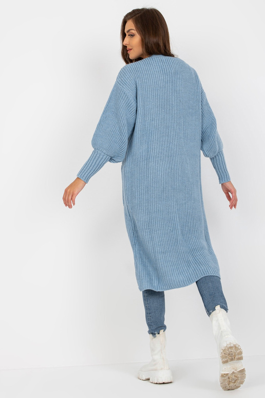 Šviesiai mėlynas ilgas megztinis su...