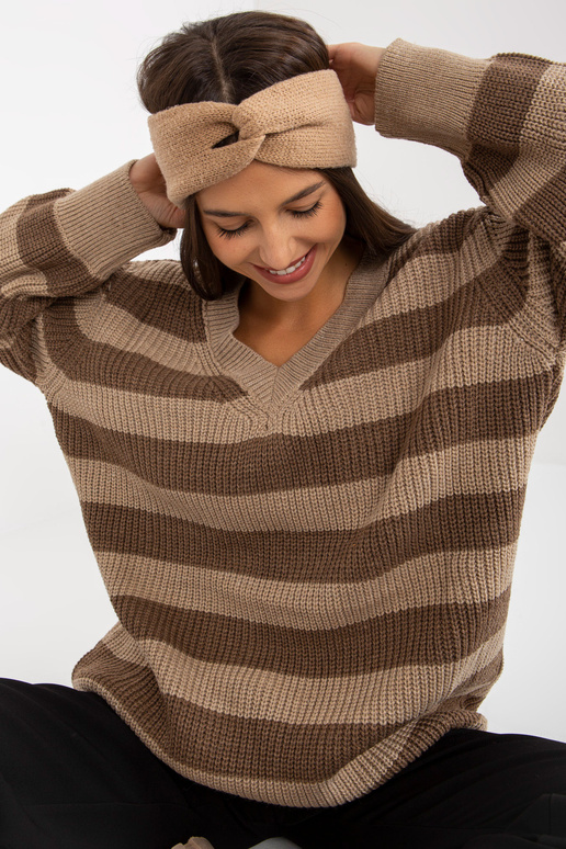 Rudos-smėlio spalvos ilgas oversize...