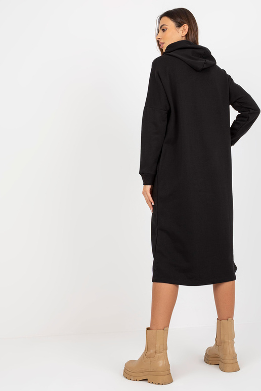 Schwarzes Basic-Sweatshirtkleid su...