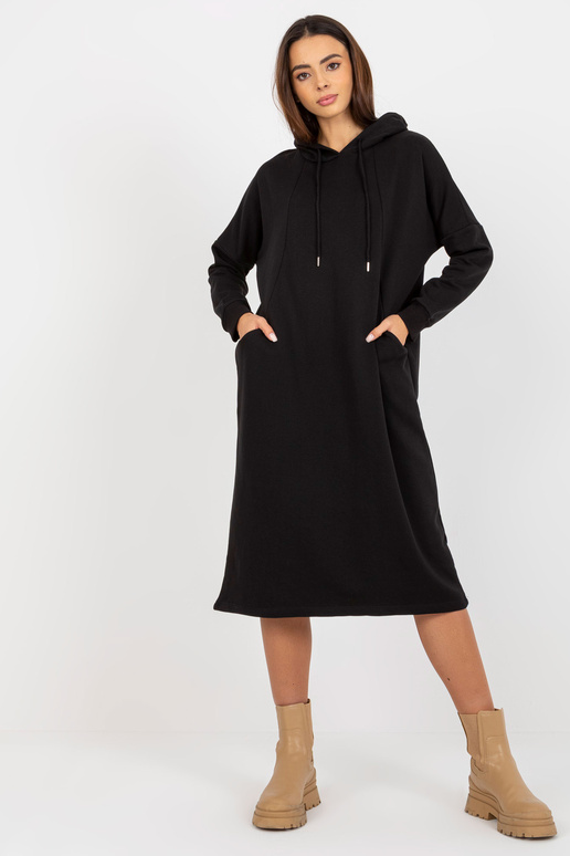 Schwarzes Basic-Sweatshirtkleid su...