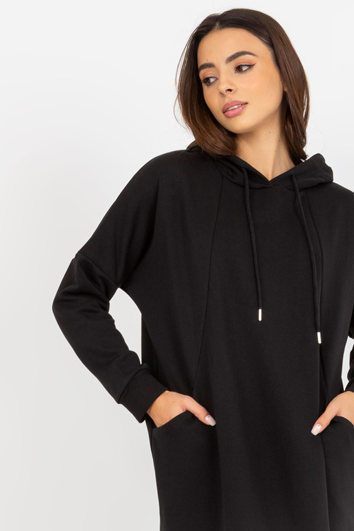 Schwarzes Basic-Sweatshirtkleid su...