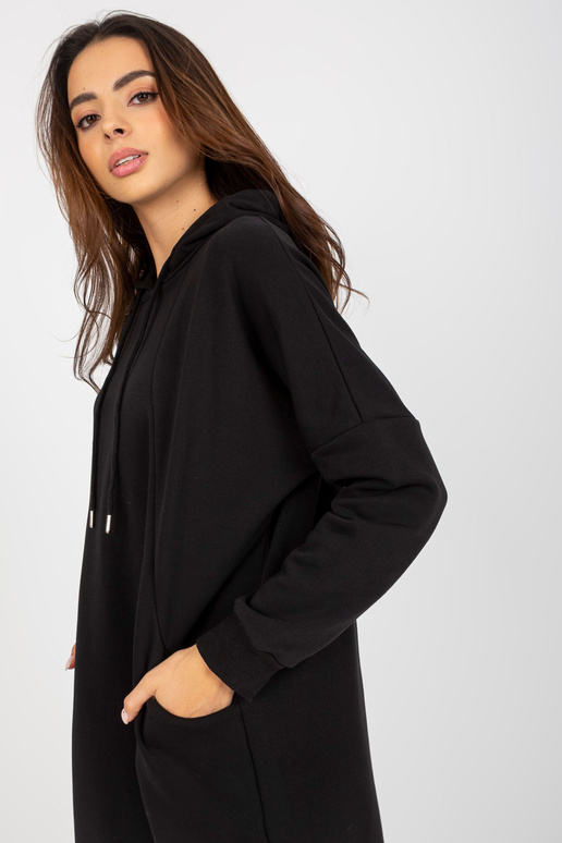 Schwarzes Basic-Sweatshirtkleid su...