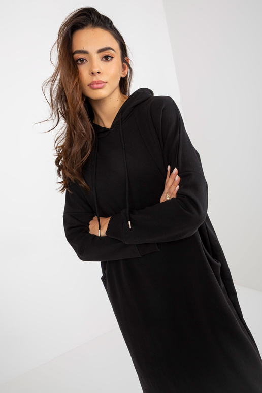 Schwarzes Basic-Sweatshirtkleid su...