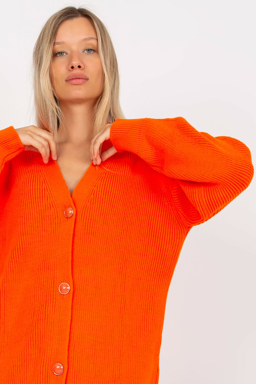 Oranžinis ilgas megztinis su sagomis...