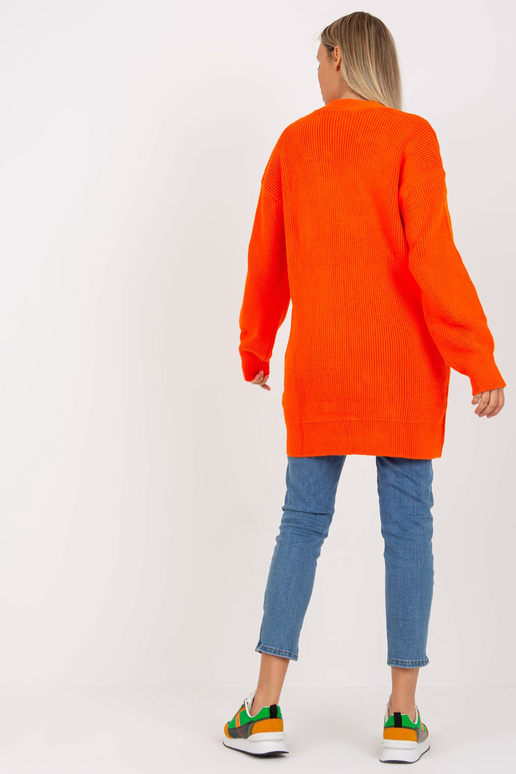 Oranžinis ilgas megztinis su sagomis...