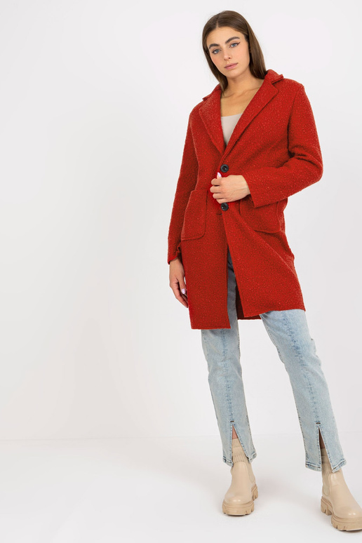 Tamsiai oranžinis pliušinis paltas su... Tamsiai oranžinis pliušinis paltas su...