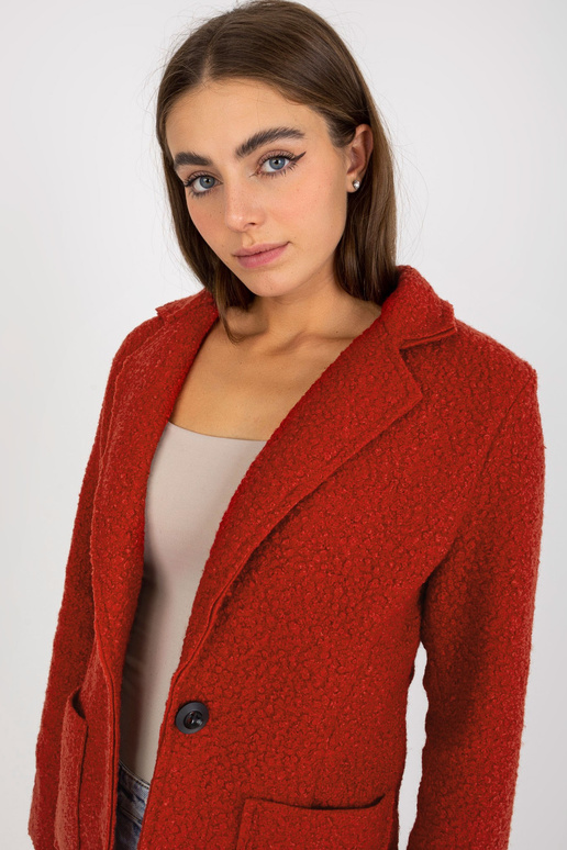 Tamsiai oranžinis pliušinis paltas su... Tamsiai oranžinis pliušinis paltas su...