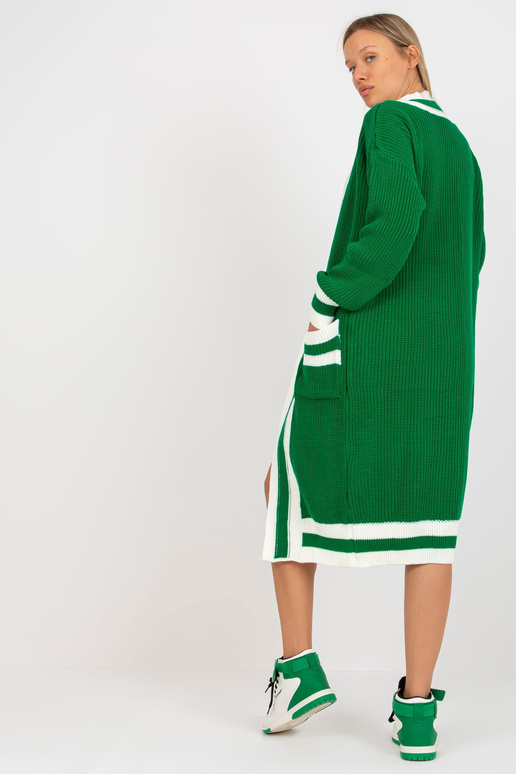 Žalias ilgas megztinis su kišenėmis...