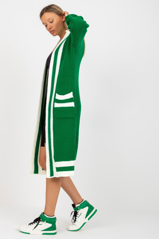 Žalias ilgas megztinis su kišenėmis...