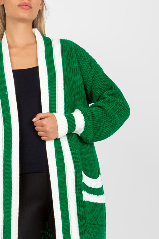 Žalias ilgas megztinis su kišenėmis...