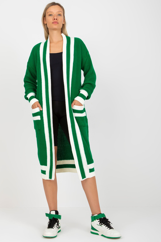 Žalias ilgas megztinis su kišenėmis...