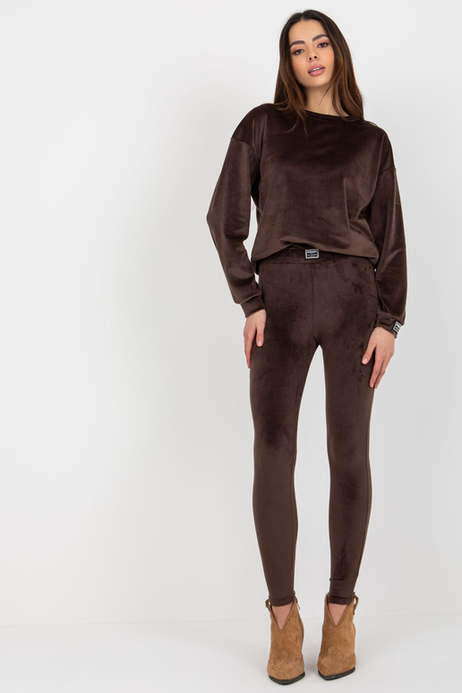 Tamsiai rudas moteriškas veliūrinis...