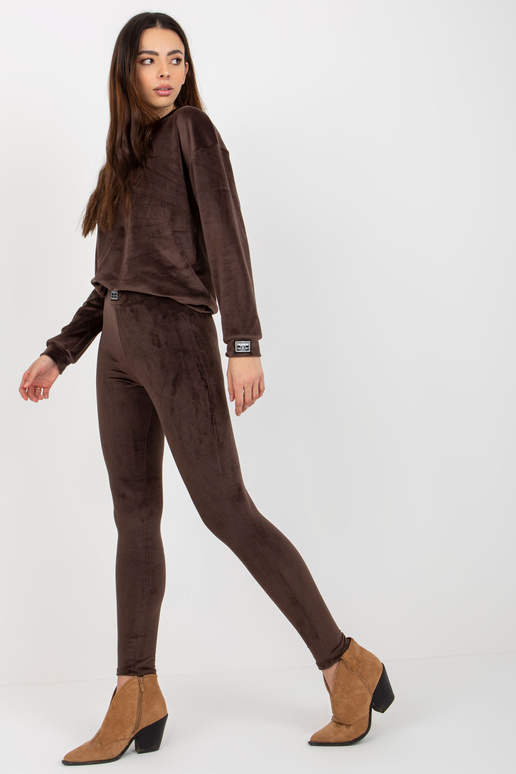 Tamsiai rudas moteriškas veliūrinis...