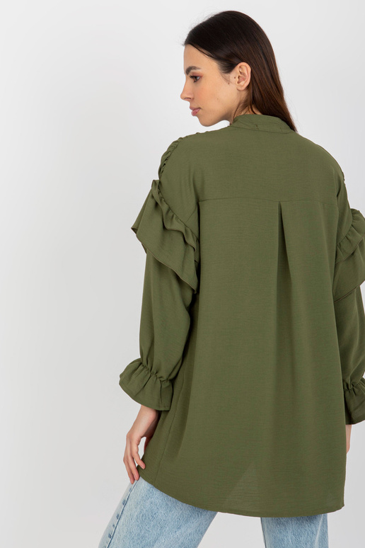 Khaki spalvos boho marškinėliai su... Khaki spalvos boho marškinėliai su...