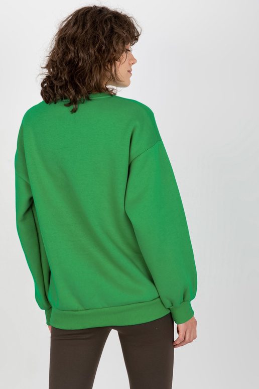 Žalias oversize megztinis su raštu