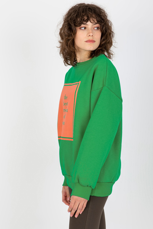 Žalias oversize megztinis su raštu