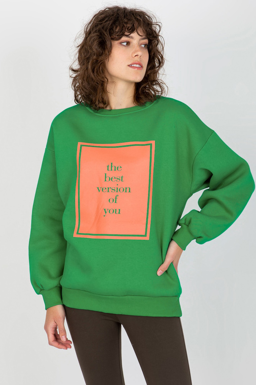 Žalias oversize megztinis su raštu