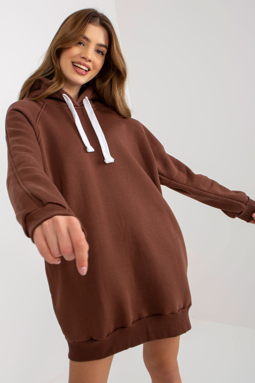 Rudas ilgas megztinis su kišenėmis Rudas ilgas megztinis su kišenėmis