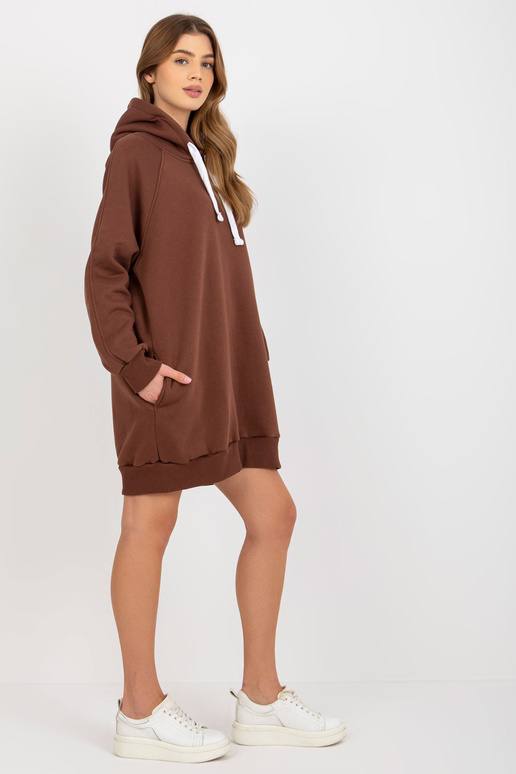 Rudas ilgas megztinis su kišenėmis Rudas ilgas megztinis su kišenėmis