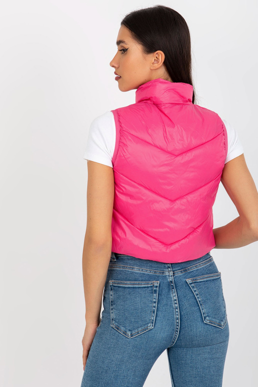 Rožinė trumpa dygsniuota liemenė su...