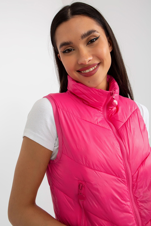 Rožinė trumpa dygsniuota liemenė su...