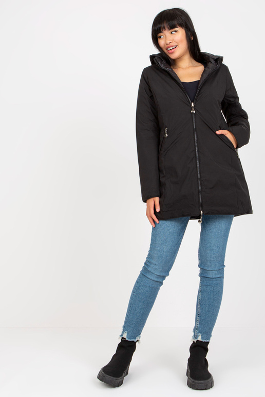 Juoda dvipusė pereinamoji striukė su...