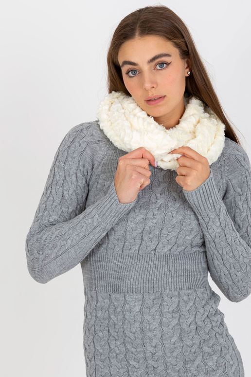 Ecru moteriškas dirbtinio kailio kaminas