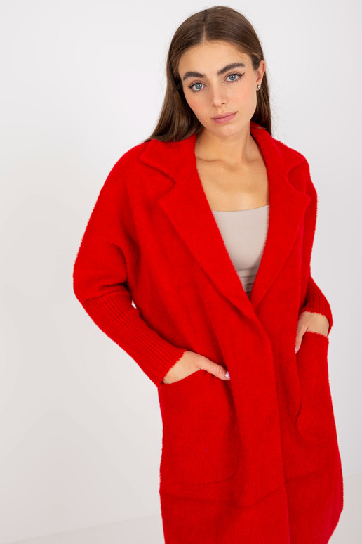 Raudonas moteriškas alpakų paltas su...