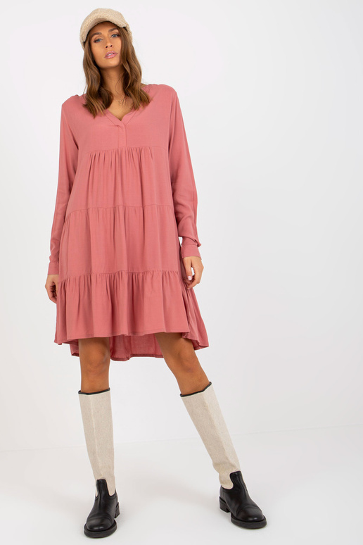 Brudnoróżowa boho sukienka oversize z... Brudnoróżowa boho sukienka oversize z...