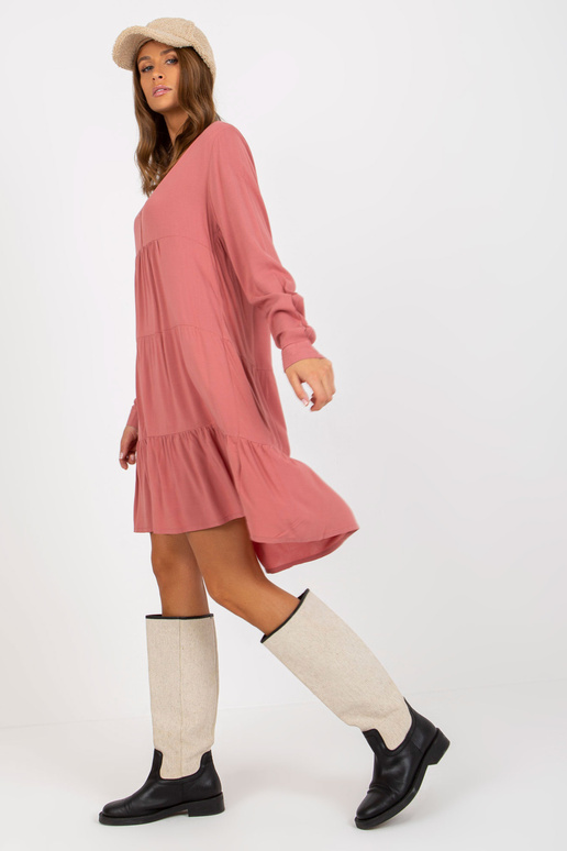 Brudnoróżowa boho sukienka oversize z... Brudnoróżowa boho sukienka oversize z...