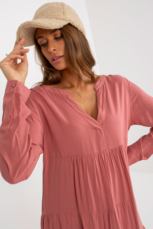 Brudnoróżowa boho sukienka oversize z... Brudnoróżowa boho sukienka oversize z...